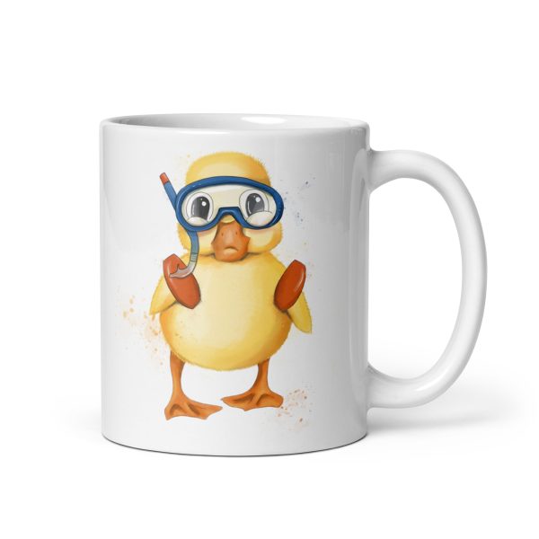 Weiße, glänzende Tasse mit niedlicher Ente "Augustus" – Bild 2