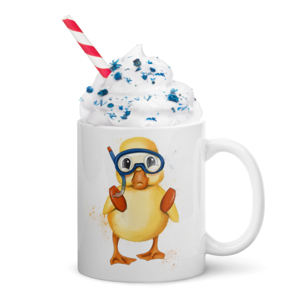 Weiße, glänzende Tasse mit niedlicher Ente "Augustus" – Bild 14