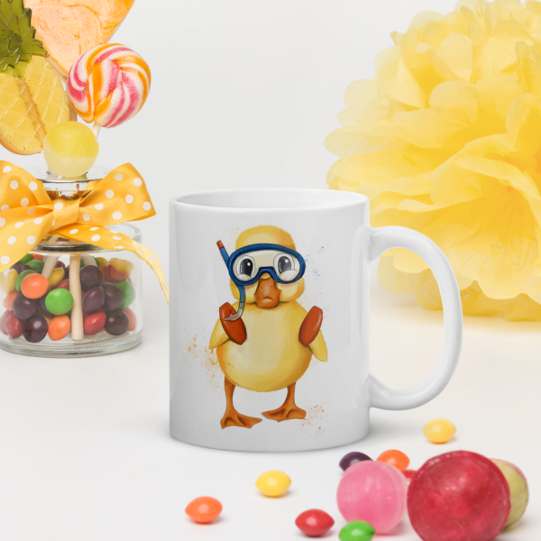 Weiße, glänzende Tasse mit niedlicher Ente "Augustus" – Bild 19