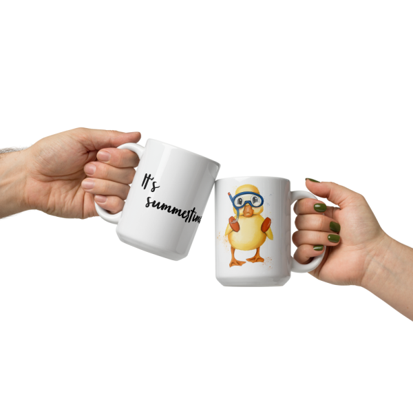 Weiße, glänzende Tasse mit niedlicher Ente "Augustus" – Bild 21