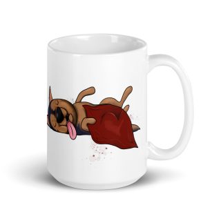 weiße glänzende Tasse ca. 440 ml, Schläferhund
