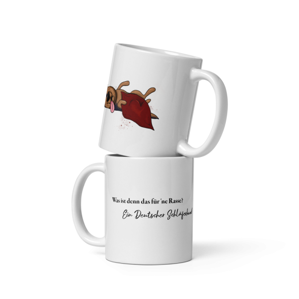 weiße glänzende Tasse, Schläferhund – Bild 17