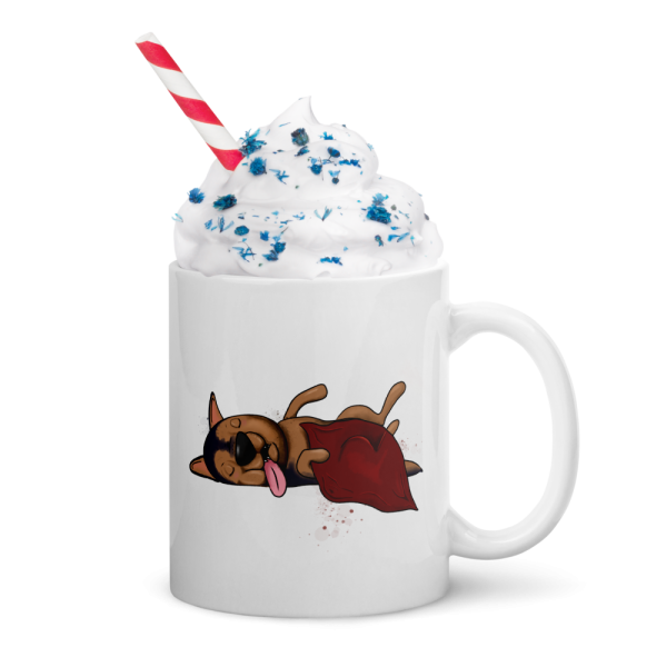 weiße glänzende Tasse, Schläferhund – Bild 30