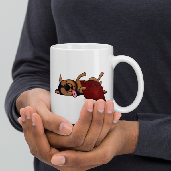 weiße glänzende Tasse, Schläferhund – Bild 35