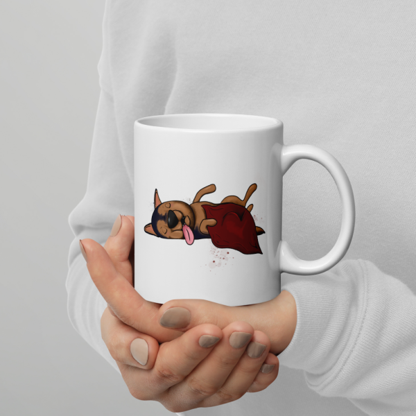 weiße glänzende Tasse, Schläferhund – Bild 33