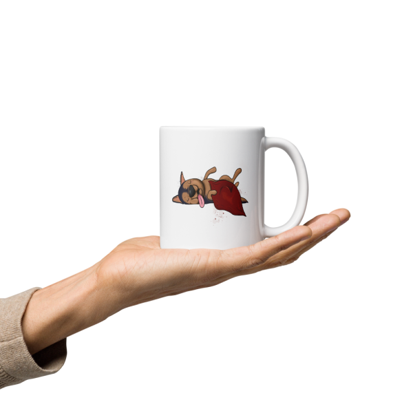 weiße glänzende Tasse, Schläferhund – Bild 36