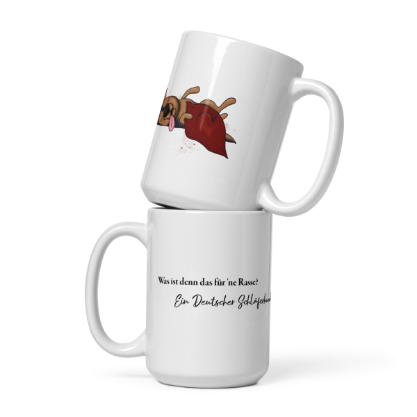 weiße glänzende Tasse, Schläferhund – Bild 50