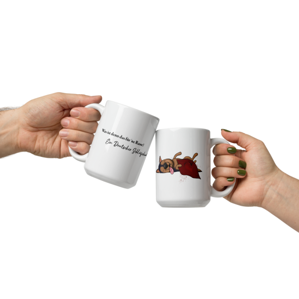 weiße glänzende Tasse, Schläferhund – Bild 48
