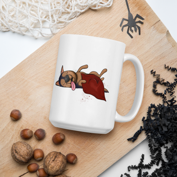 weiße glänzende Tasse, Schläferhund – Bild 51