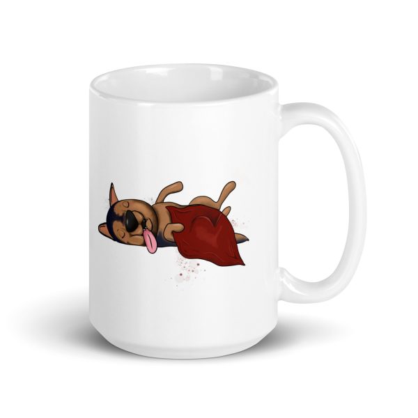 weiße glänzende Tasse, Schläferhund – Bild 5