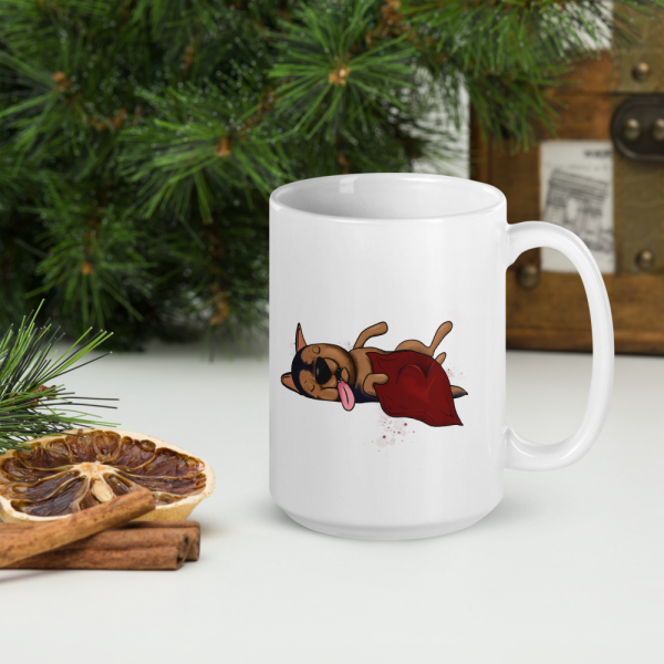 weiße glänzende Tasse, Schläferhund – Bild 62