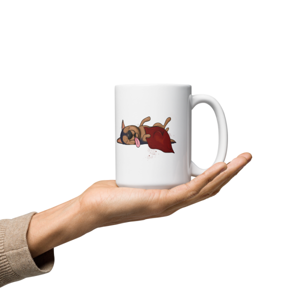 weiße glänzende Tasse, Schläferhund – Bild 67