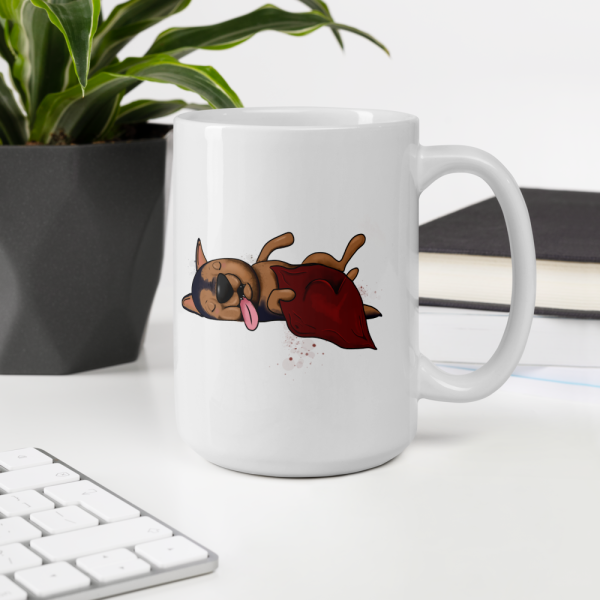 weiße glänzende Tasse, Schläferhund – Bild 70
