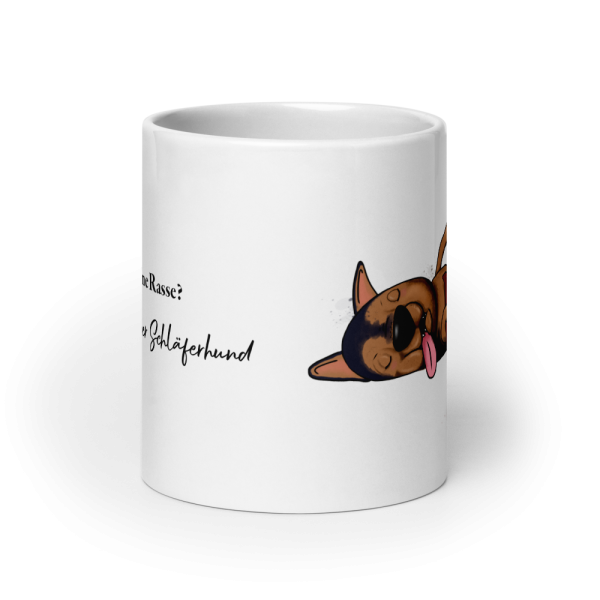 weiße glänzende Tasse, Schläferhund – Bild 77