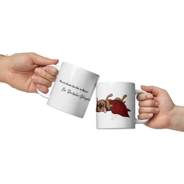weiße glänzende Tasse, Schläferhund – Bild 76