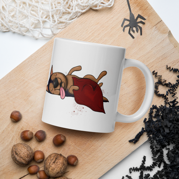 weiße glänzende Tasse, Schläferhund – Bild 80