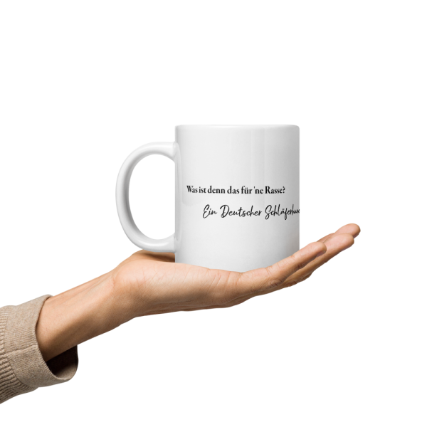weiße glänzende Tasse, Schläferhund – Bild 84