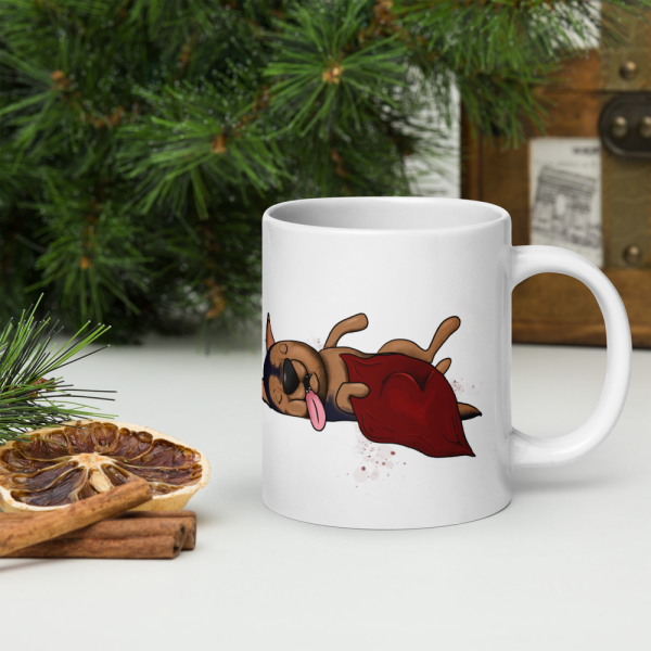 weiße glänzende Tasse, Schläferhund – Bild 90