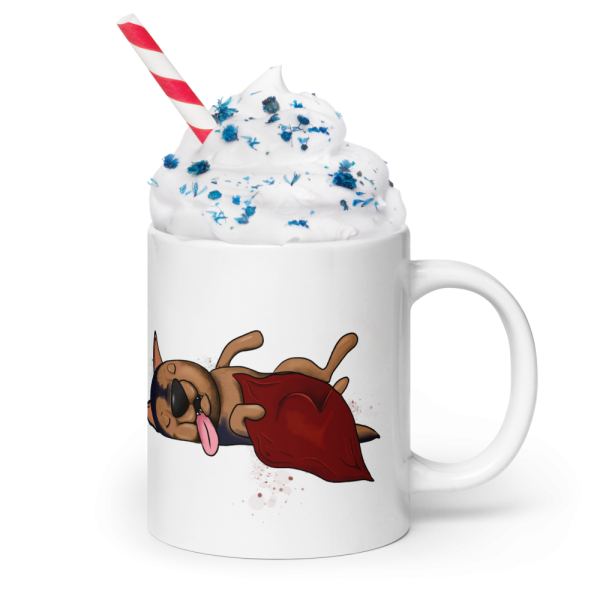 weiße glänzende Tasse, Schläferhund – Bild 93