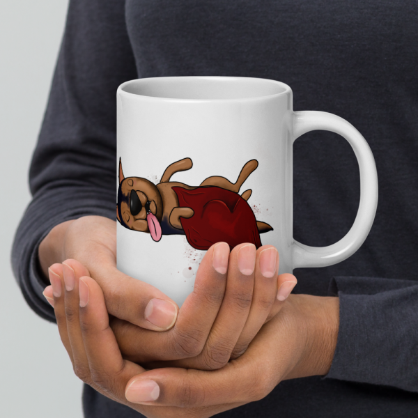 weiße glänzende Tasse, Schläferhund – Bild 94