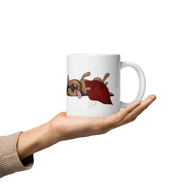 weiße glänzende Tasse, Schläferhund – Bild 96