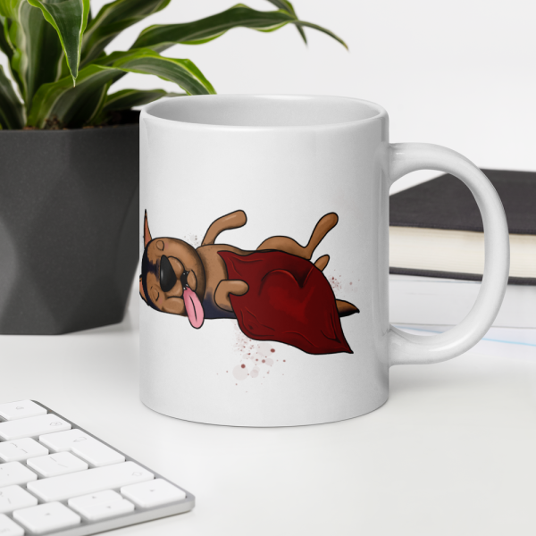 weiße glänzende Tasse, Schläferhund – Bild 99